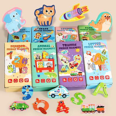 Children'S Early Education Magnetic Puzzle 26 Letters Animal Numbers Cognitive Stickers Refrigerator Magnetic Stickers Toys