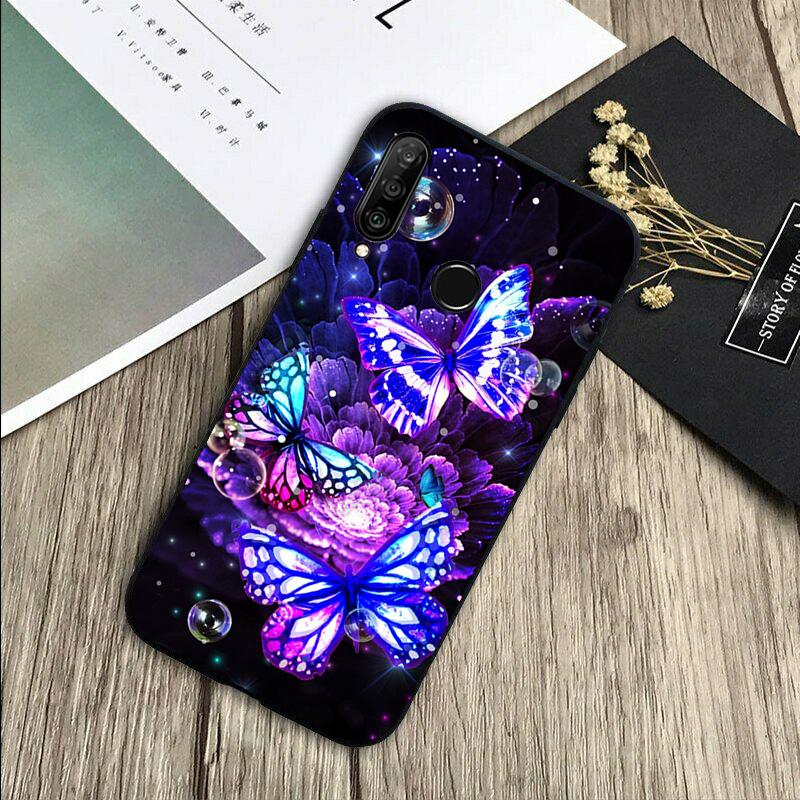 Black Beautiful Butterfly For Huawei Nova 8i 11i 12i 12s 9 10 SE Y60 Y70 Y90 Y72 Y73 Y61 Y91 P60 Pro P30 P40 Lite Case