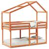 VidaXL Bunk Bed with Roof Wax Brown 75x190cm Solid Pine Wood, Bed, Bed Frame, Loft Bed, Bedroom Furniture, 3282051