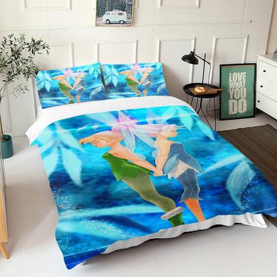 Tinker Bell Anime Cartoon Quilt Cover 100% Polyester Skin Friendly Breathable Cute Printed Comforter Bedding
