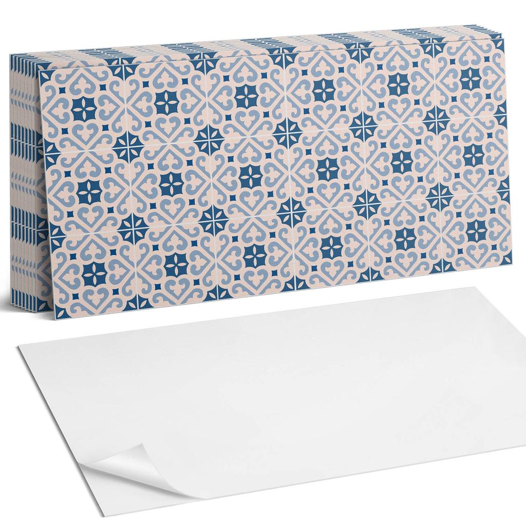 Zestaw Kafelków Winylowych Z Nadrukiem Wzór Z Ornamentami Na Płytkach 10X40X20 Cm