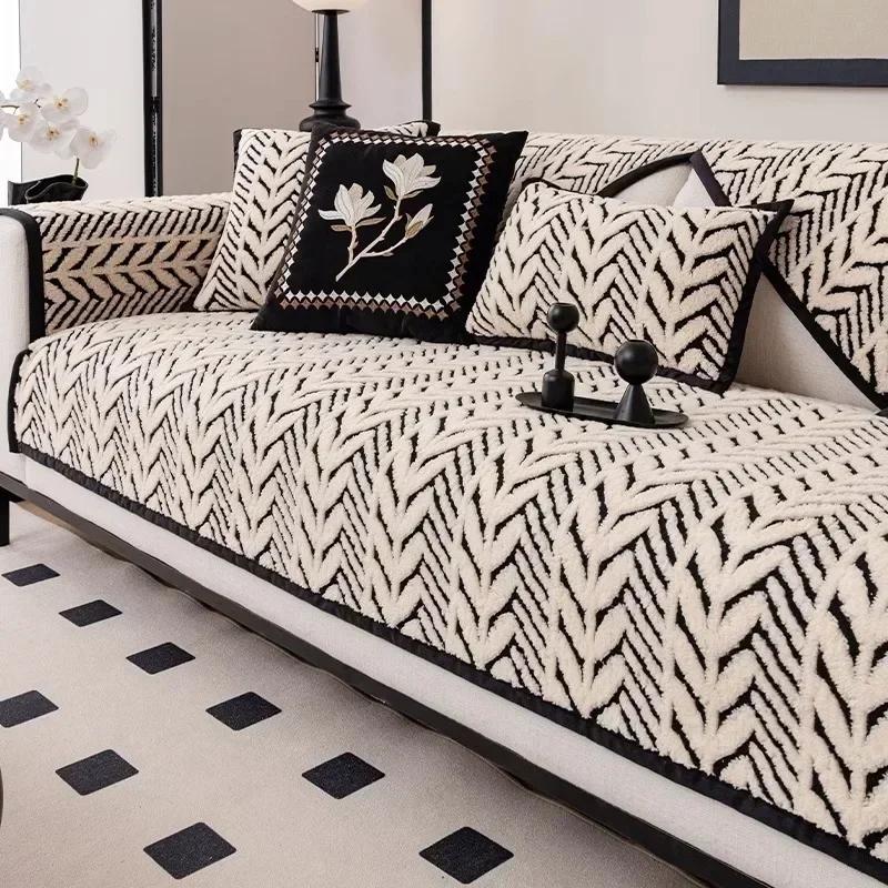 

Утолщенное плюшевое зимнее полотенце для дивана для гостиной, противоскользящая теплая подушка для дивана, пылезащитное полотенце для дивана, защита мебели для дома 90x210