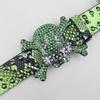 Unisex Y2K Rhinestone Skull Punk Belt with Rivet and Python Skin Design