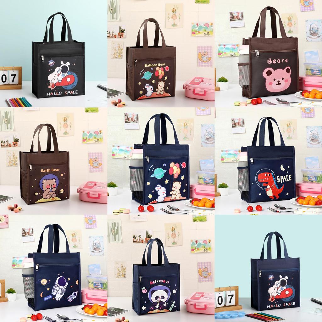 Childrens Cartoon Canvas Lunch Bag With Waterproof Handle For School And Travel