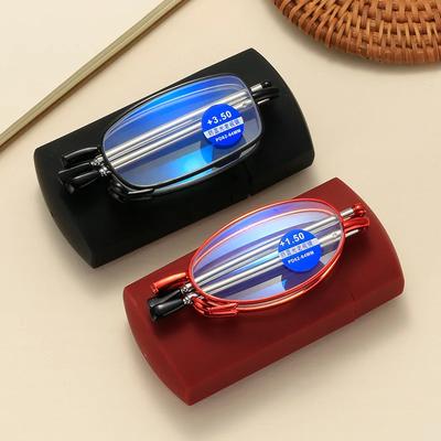 Titanlegierung Faltbare Lesebrille Faltbar Presbyopie Männer Frauen Ultraleichte Brille Mit Etui Anti-Blaulicht 1.0 1.5 2.0