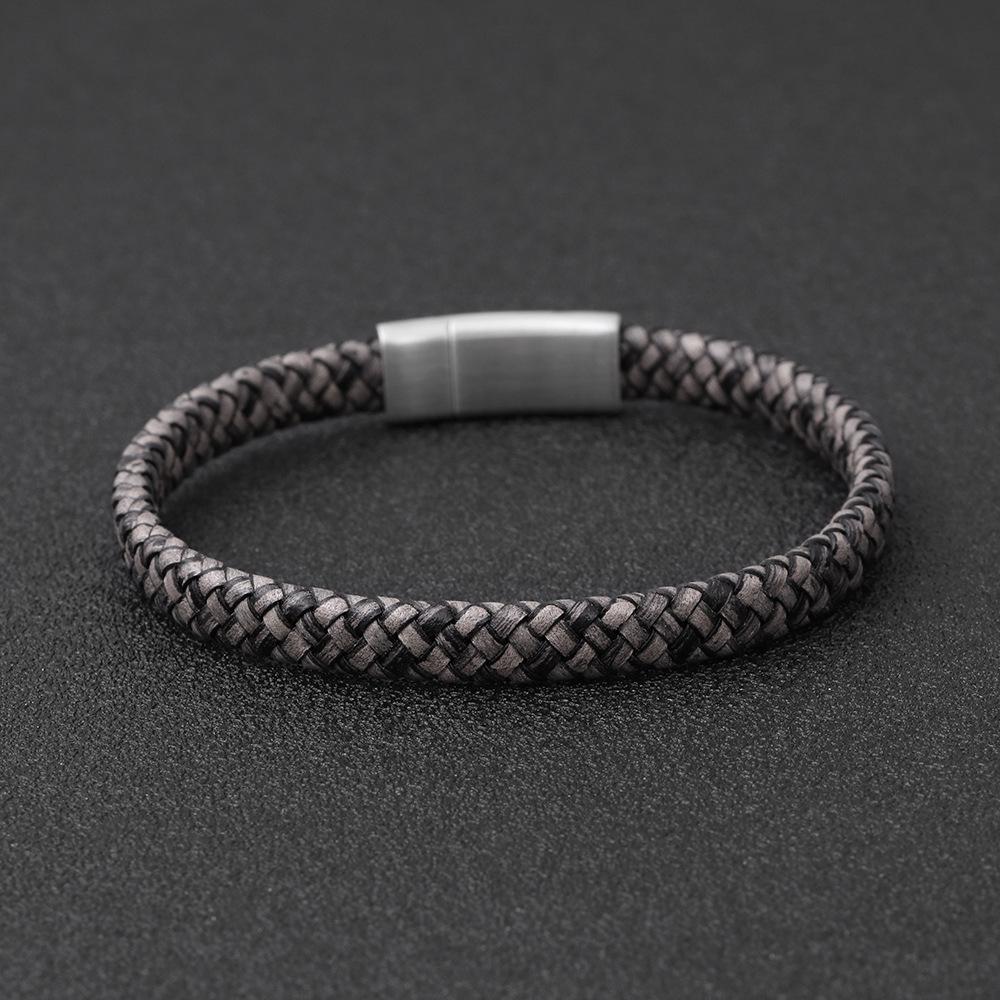 Fashionable Genuine Leather Woven Bracelet Magnetic Closure Couple Jewelry Simple Versatile