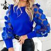 Moda feminina casual primavera outono cor sólida estampa manga comprida blusas e camisas pulôveres