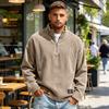 Men's Vintage Corduroy Zip-Up Sweatshirt with Raglan Sleeves Loose Fit