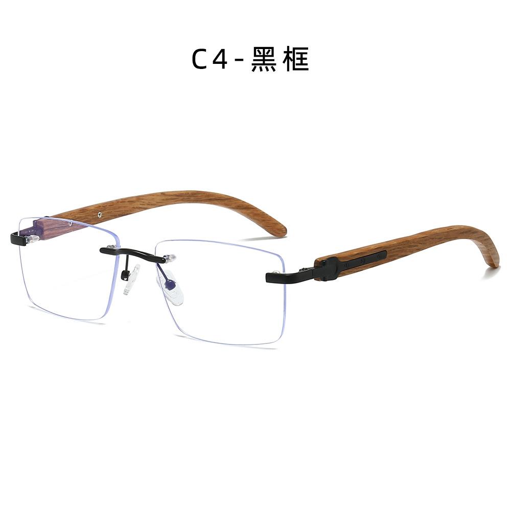 Non-Prescription Glasses Small Square Anti Blue Light Glasses Transparent Rimless Glasses Business Computer Glasses Man UV400