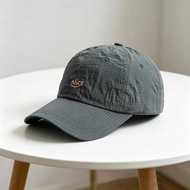 New Plaid Thin Sun Cap Quick-drying Breathable Baseball Cap Adjustable Letter Embroidery Sports Running Cap Men Women