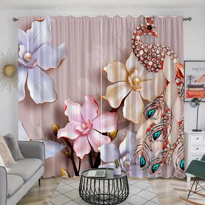 2 buc Perdele cu Model Floral Draperii Decorative pentru Fereastră Tratament pentru Fereastră pentru Dormitor Living Decorare Acasă Decorare Cameră