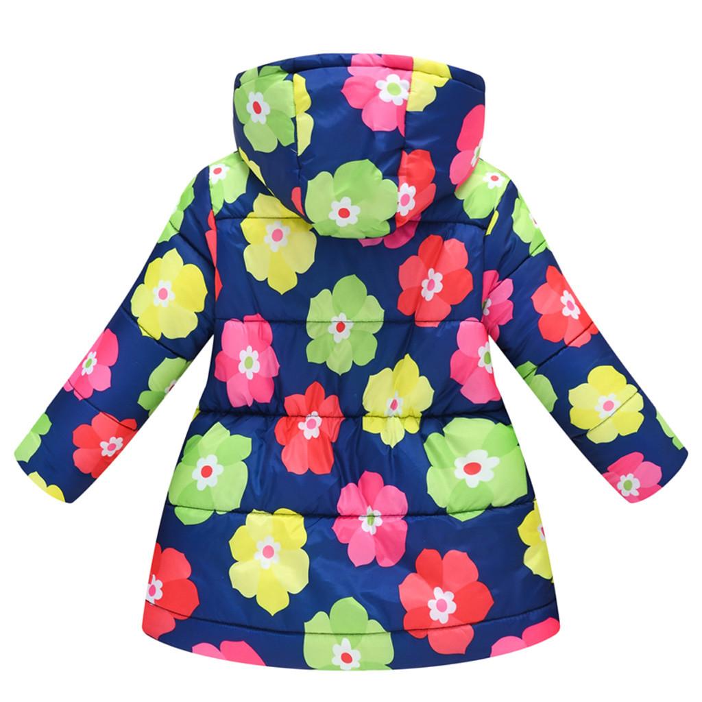 Toddler Kids Baby Girls Boys Floral Hooded Winter Warm Hooded Windproof Coat