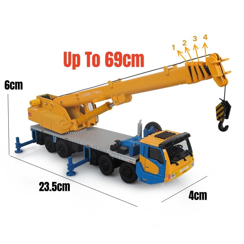 1/55 Wheeled Truck Ladder Crane Car Toy for Children Diecast Miniature Vehicle Engineering Model Collection Gift for Boys