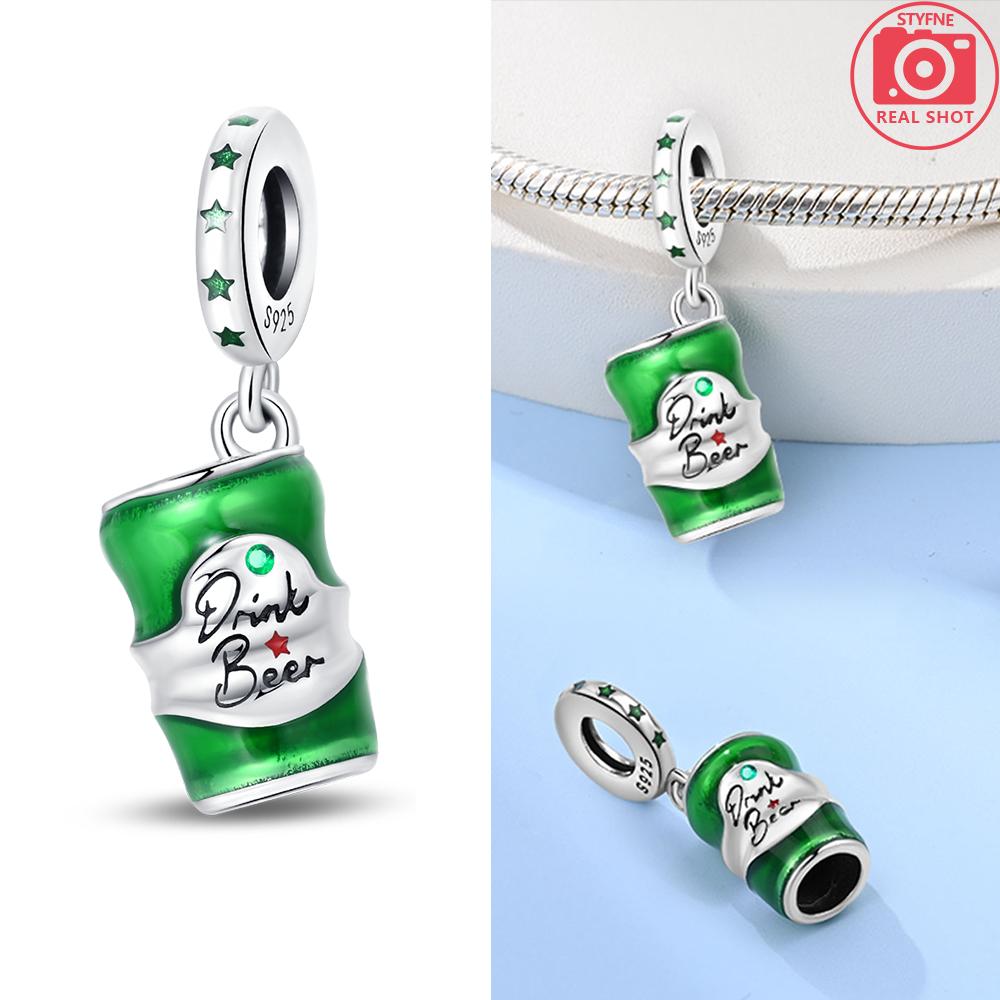 

925 Silver Drinks Series Charms Cans Beer Beads Red Wine Pendant Fit Bracelet Woman DIY Jewelry Exquisite Gifts Making