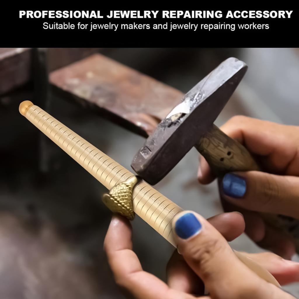 Ring Resizing And Repair Tool Aluminum Alloy Metal Ring Rounder With Wooden Handle For Jewelry Repair 23cm
