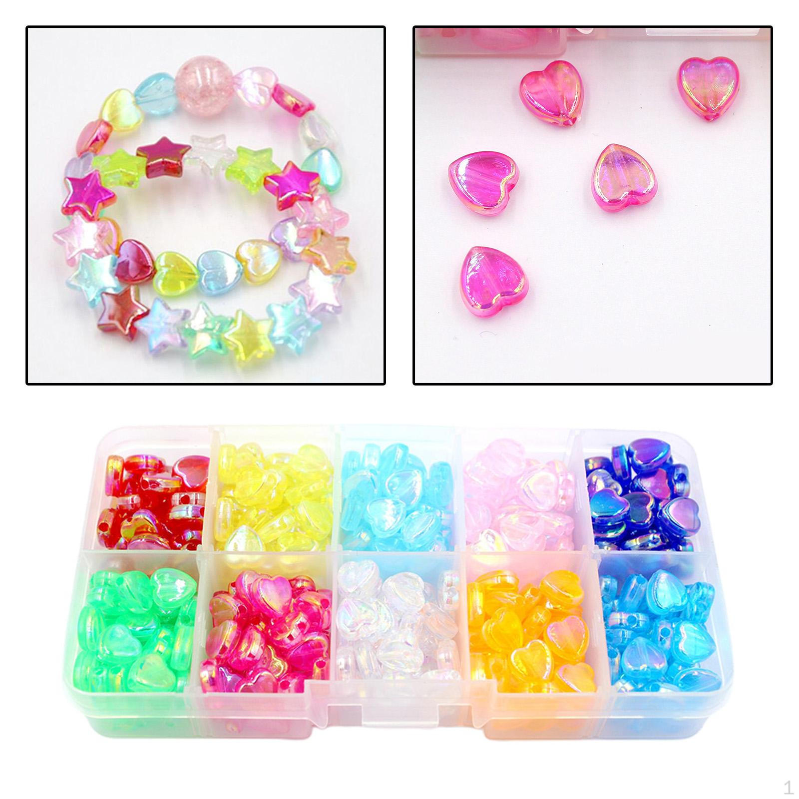 

400x Colored Acrylic Beads Handmade Heart Spacer Loose Pendants DIY Anklets Necklace Earring