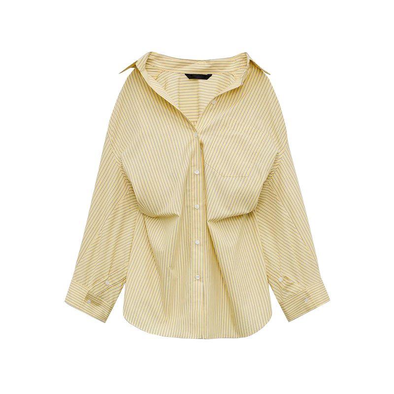 Spring New Women's Clothing French Style Stripes Pajamas Style Pants 4661411 Loose Poplin Shirt 2020458