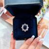 High-End Women's Open Sapphire Ring with Full Diamond Inlay, Sparkling Gemstone, Versatile Douyin Style