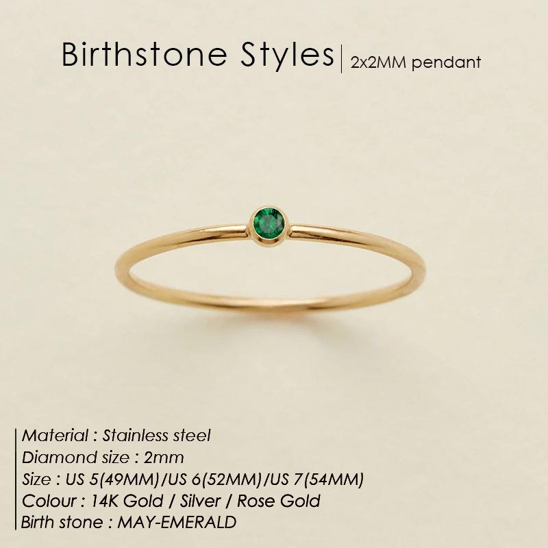 eManco Gold-Plated Non-Constricting Ring for Women - Thin Band with Tiny Diamond Accents and December Birthstone