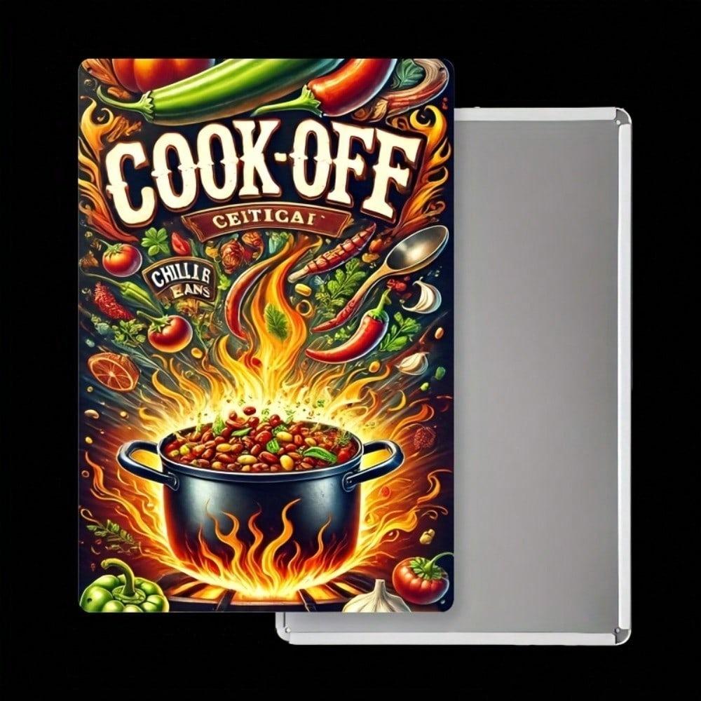 Vintage Metal Tin Sign Retro Kitchen Wall Art Rustic Garage Decor Relics Chili Cook Off Winner