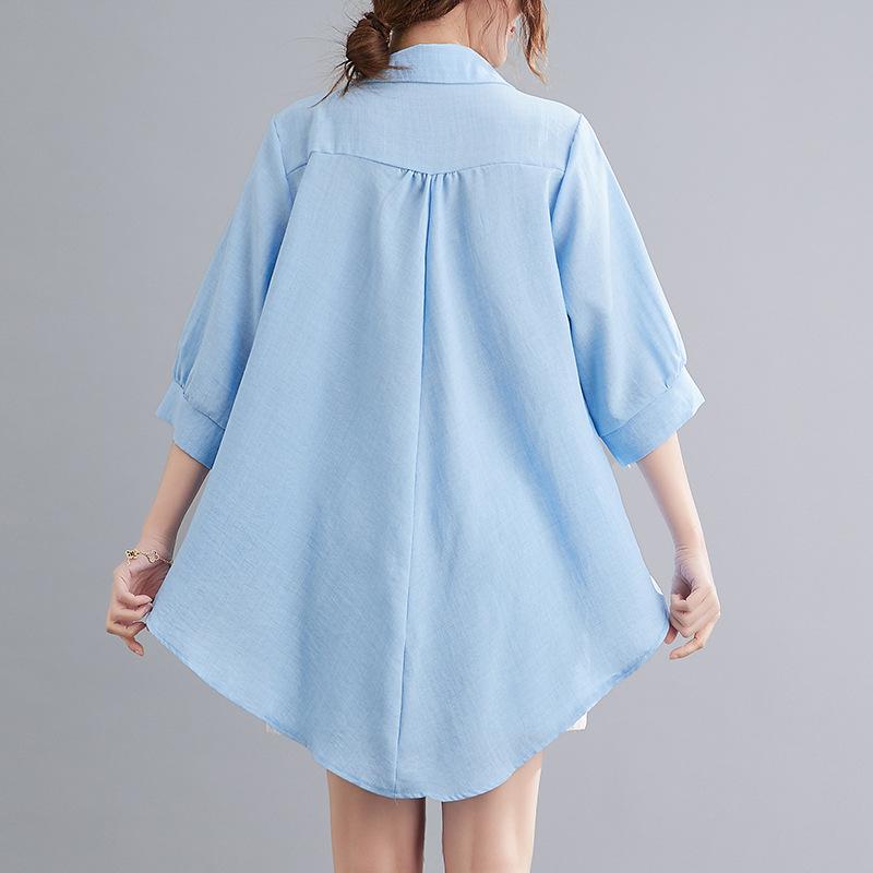 Women's Polo Collar Half Sleeve Loose Fit Blouse Casual Color Block Summer Top