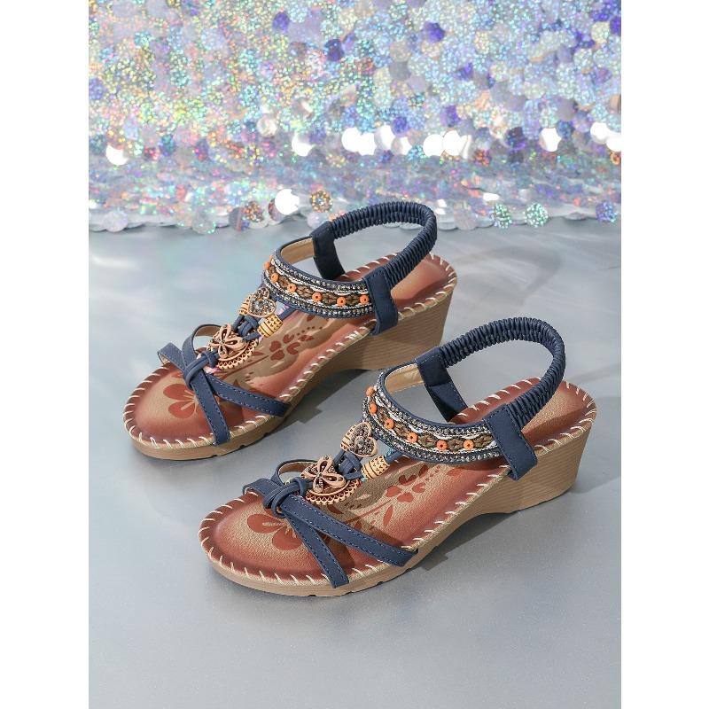 Bow, New Women's Shoes Flat-bottomed Handmade Beaded Rhinestone Sandals, Wearing Beach Little White Shoes Women