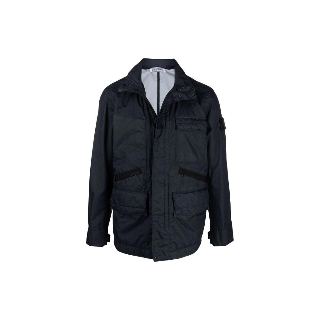 Stone Island Solid Color Pocket Military Jacket Men Jacket Navy-Blue 761540123-V0020