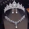 Princess Crown Bridal Jewelry Sets for Girls Blue Tiaras Choker Necklace Sets Bride Wedding Dress Prom Jewelry Accessories