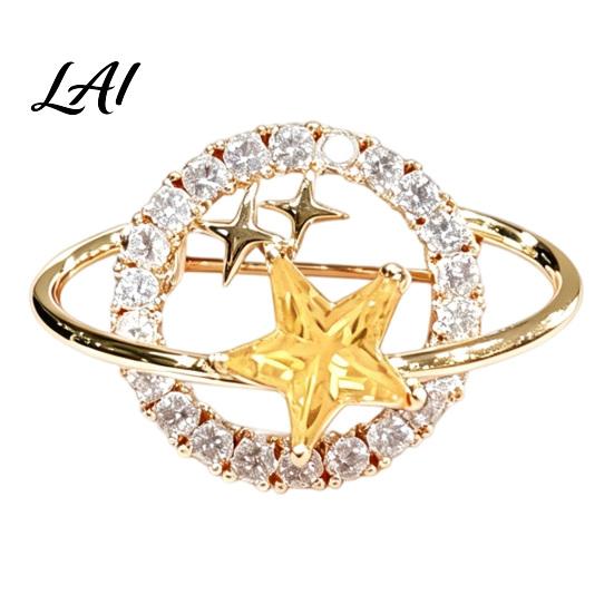 Clothing Decorative Pin Rhinestone Planet Star Brooch Pin Hollow Badge Jewelry Accessory for Suits Coats Scarves Shawls Bags Decoration
