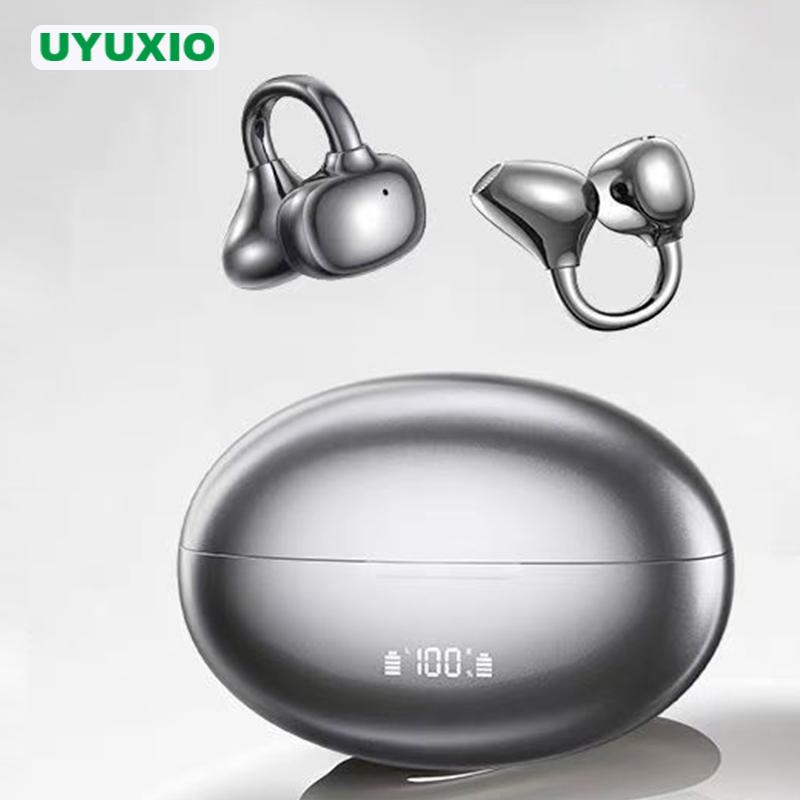 UYUXIO OWS Wireless Earbuds BT 5.4 Clip on Earphone with 50H Play Time Open Ear Long-Battery Life Ear Buds Headphone for Sport