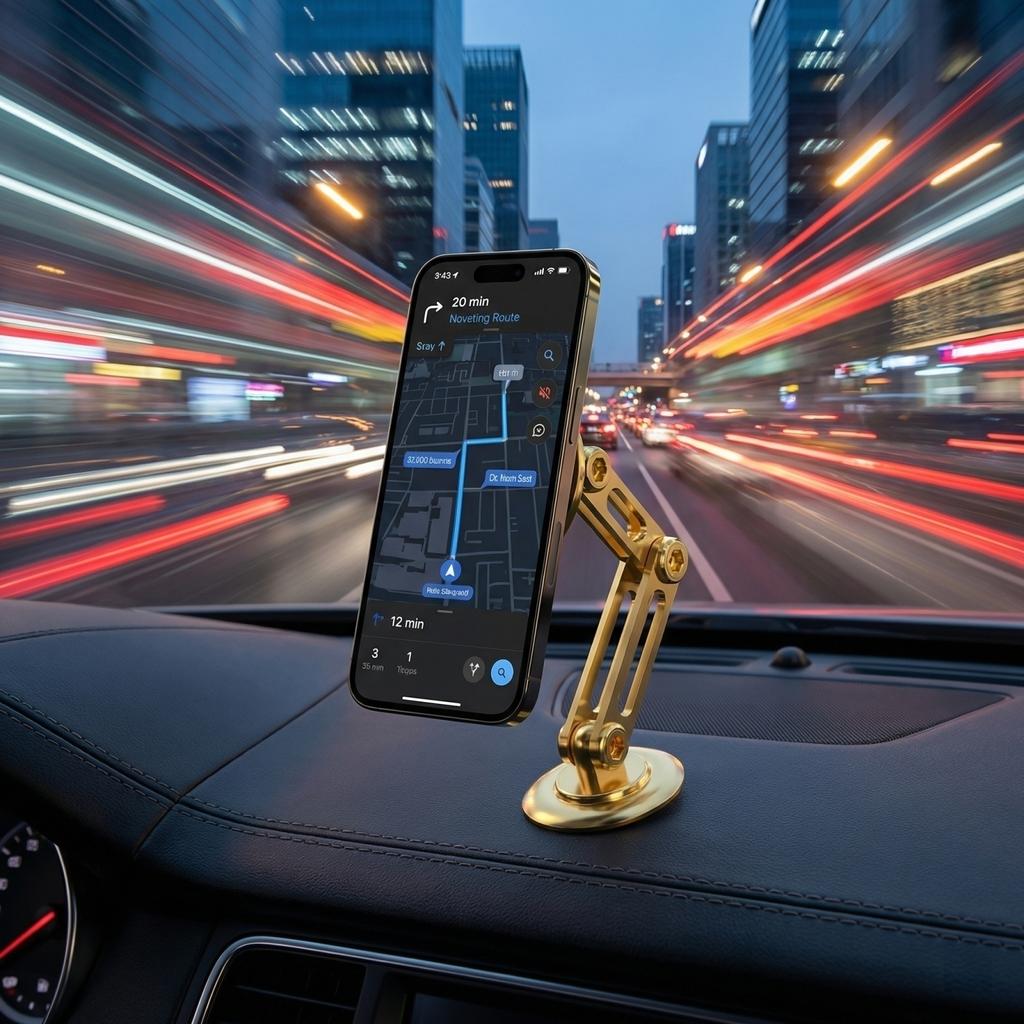 Car Phone Holder Metal Magnetic Foldable Adhesive Car Dashboard - Navigation Support