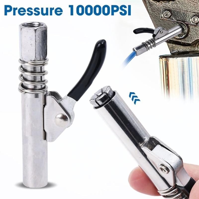 10000PSI Grease Guns Coupler with Easy to Lock Handle Fittings Coupler Quick Release Coupler for 1/8" NPT Grease Guns