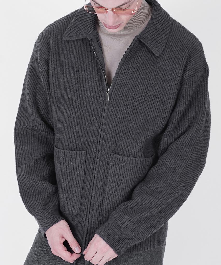 Chance'S Noi Heavy Knit Two-Way Zip Up (Beige)