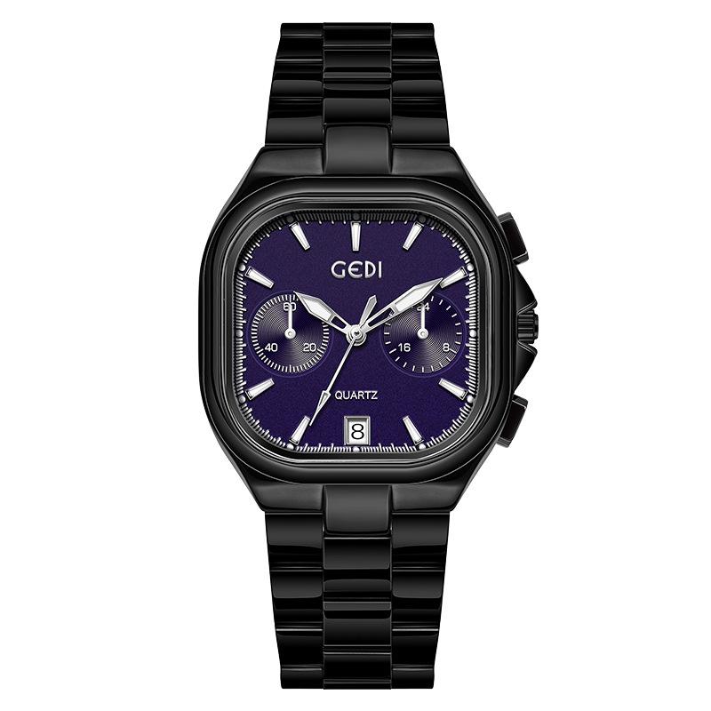 Five-Pin High-End Women'S Watch Niche Square Disc Calendar High-Value Steel Belt Watch Watch