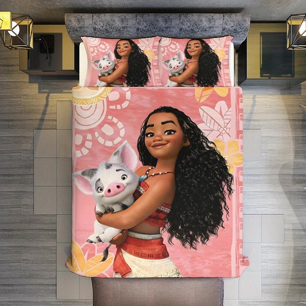 Moana Princess Anime Home Bedroom Comforte Nordic polyester material suitable for children and adults 2/3-piece set