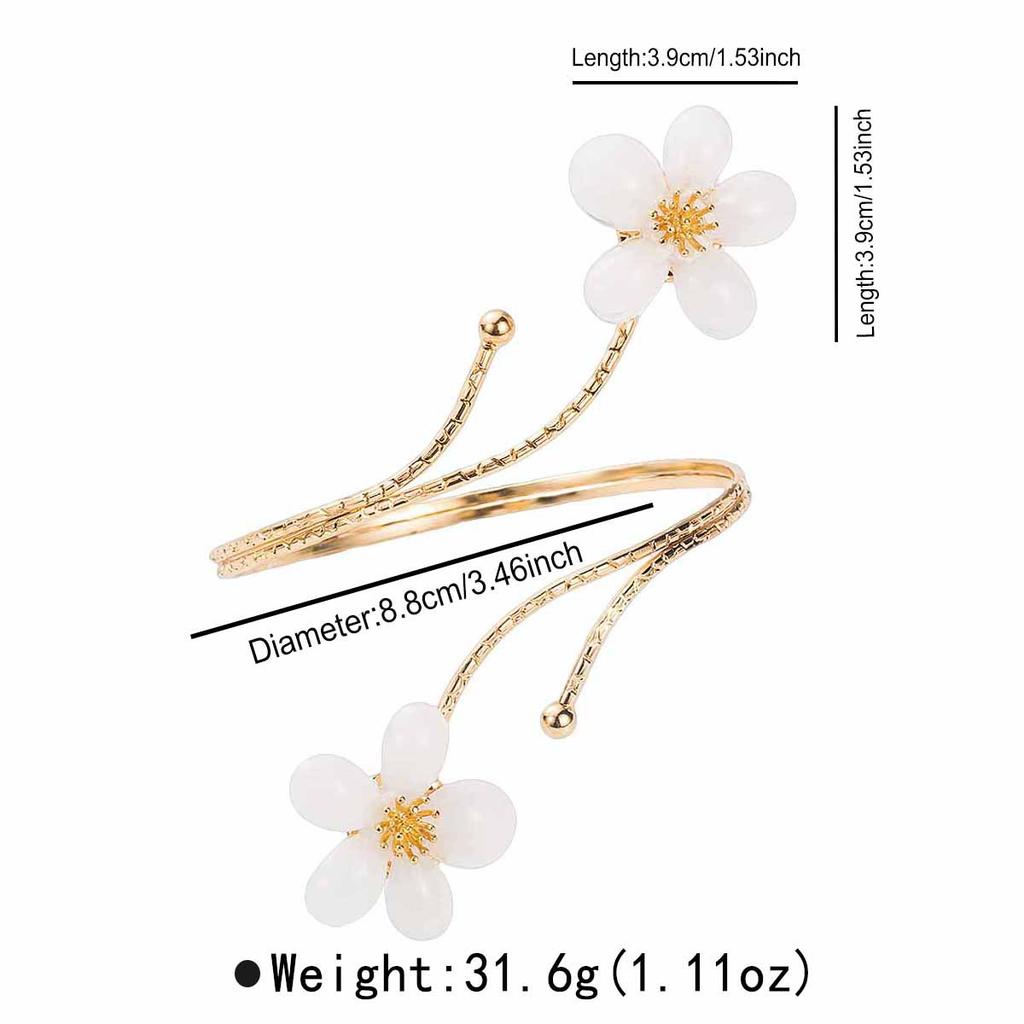 B1111 Sweet and fresh double-headed enamel glazed flower armband, elegant and stylish line ring open arm bracelet