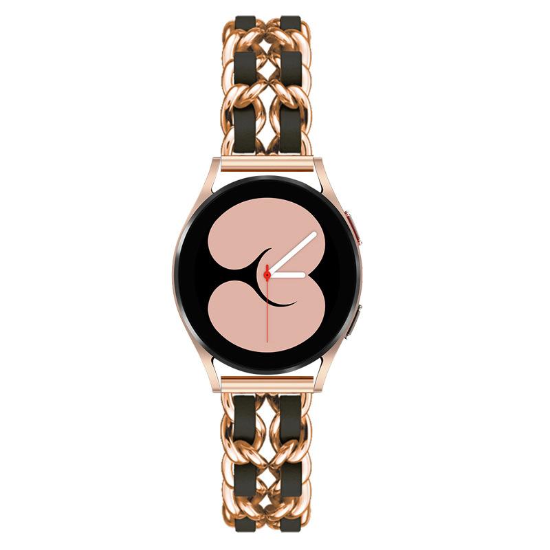 22mm 20mm Leather+Metal Strap for Samsung Galaxy Watch 7 6 5 4 40mm 44mm Replaceable Bracelet for Huawei Watch GT6/5/4 46mm Band