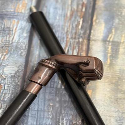 91,44 cm Gehstock aus Messing, Premium-Qualität, Stil mit Schlagkopfgriff, handgefertigt, Holzstock