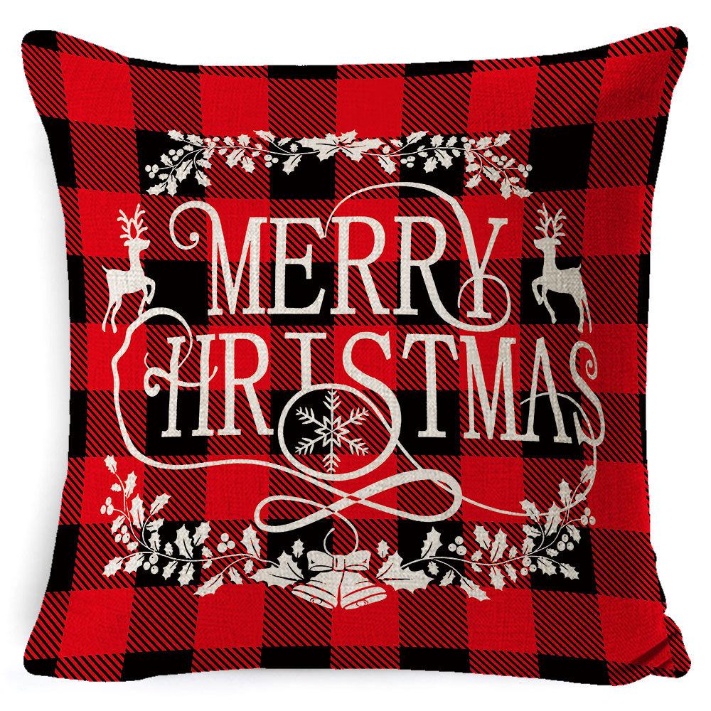 Christmas Pillowcase Gray and White Plaid Office Lumbar Support Home Bedside Cushion Car Neck Cushion