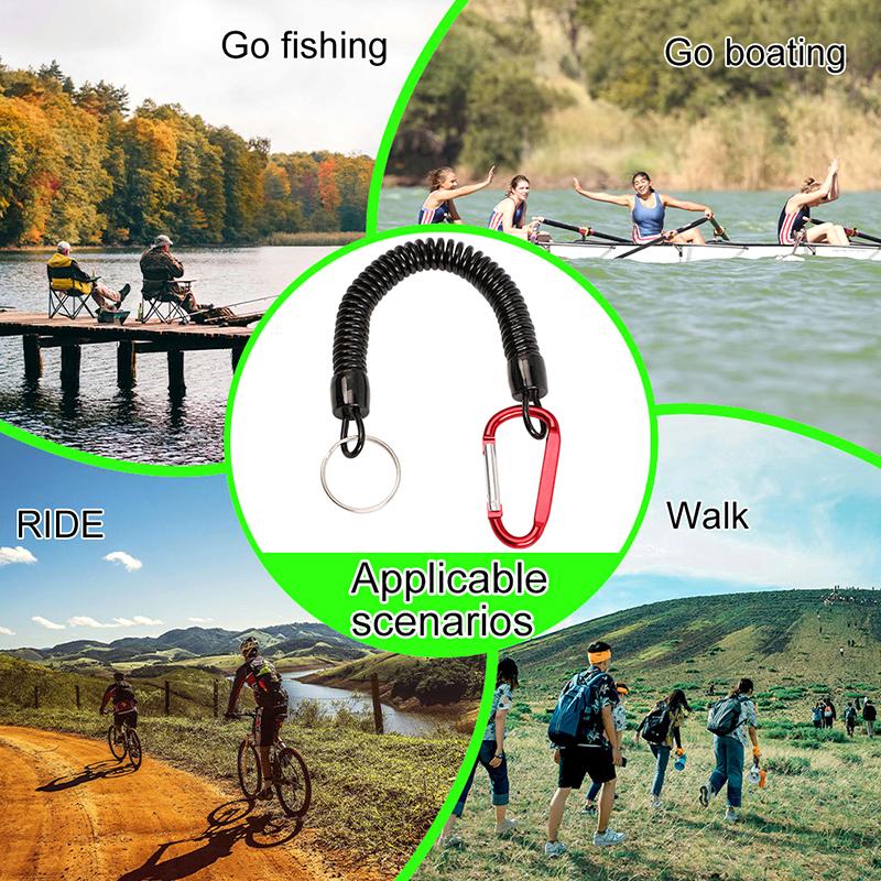1Pc Key Chain Outdoor Lanyard Elastic Spiral Spring Coil Strap Retractable Rope Camping Anti-lost