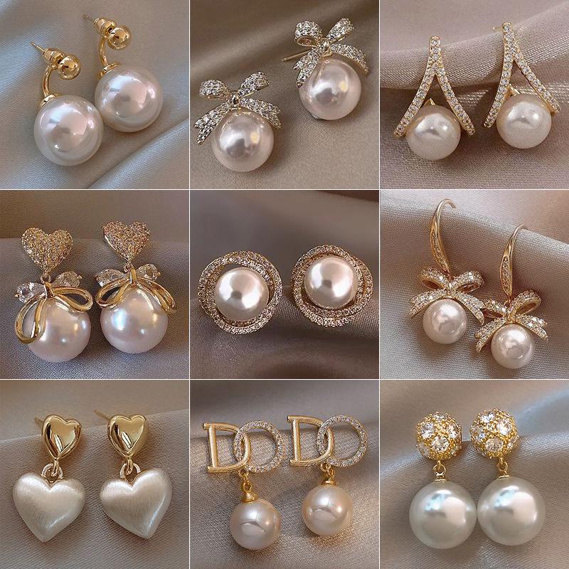 Pearl Earrings for Women - French Retro Design, New 2024 Style, Elegant High-End Jewelry