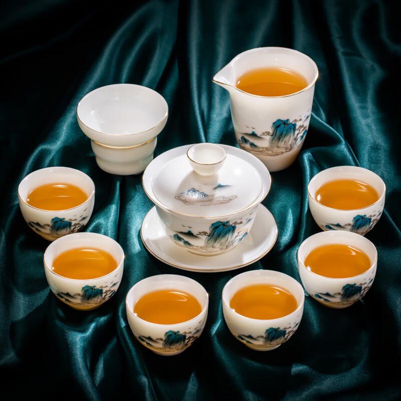 Yuzhou Yangzhi Jade Porcelain Gaiwan Tea Set Gift