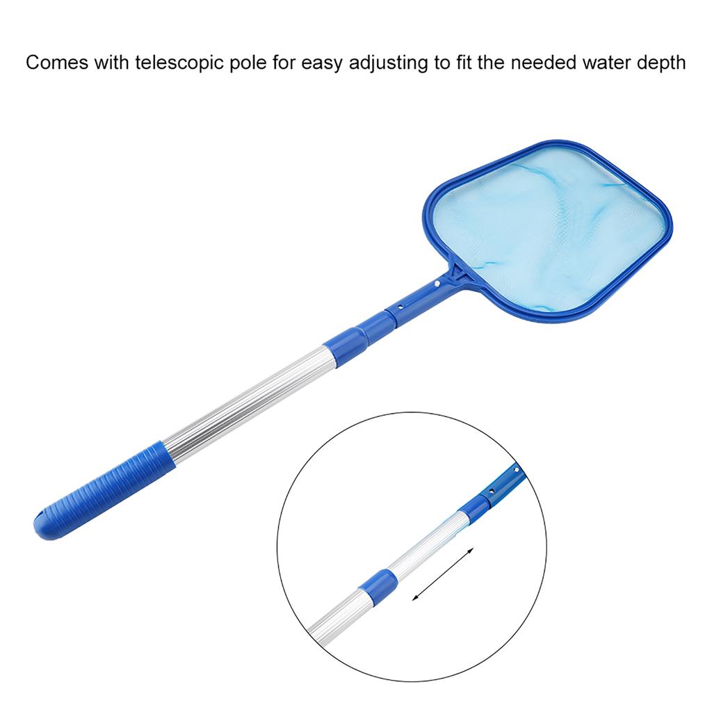 Swimming Pool Leaf Skimmer Mesh Net with Telescopic Pole Pond Tub Cleaning Tool (3*35cm)