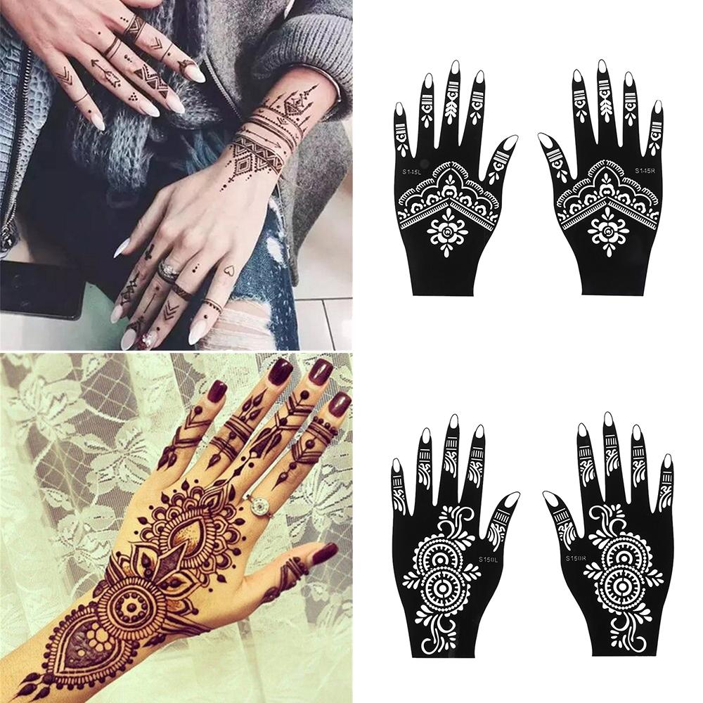 Nuovo Stencil Tatuaggio Henna Moda Tatuaggi Temporanei Mano Kit Pittura Body Art DIY Adesivo Modello Matrimonio Indiano Strumenti Kit Pittura