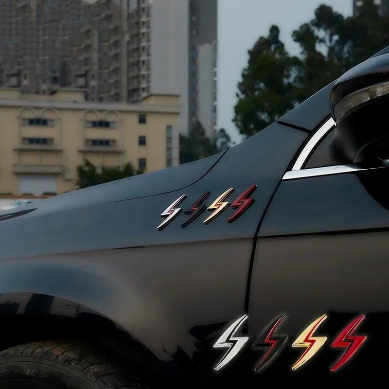 1Pc 3D Metal Lightning Logo Car Rear Trunk Side Fender Emblem Badge Sticker Car Decoration Accessories