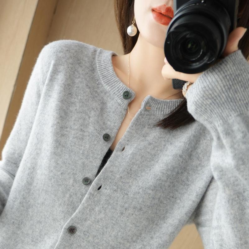 Women Cardigans Sweater O Neck Spring Autumn Knitted Cashmere Cardigans Solid Single Breasted Womens Sweaters