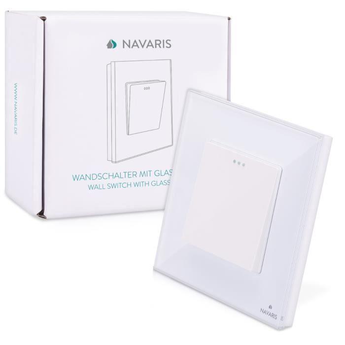 Navaris interrupteur va-et-vient - interrupteur simple encastrable design en verre avec applique murale - bouton va-et-vient pour