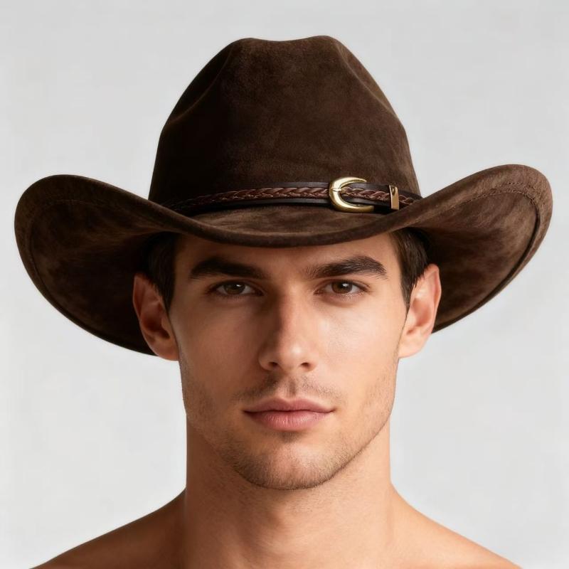 New Fashion Suede Cowboy Fedoras Cap Retro Unisex Outdoors Big Brim Top Hat Western Style Handsome Britain Panama Jazz Hat