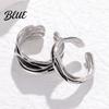 Couple Ring Thin Adjustable Open Band Stainless Steel Minimalist Geometric