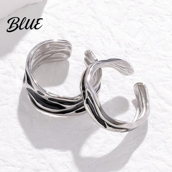 Couple Ring Thin Adjustable Open Band Stainless Steel Minimalist Geometric